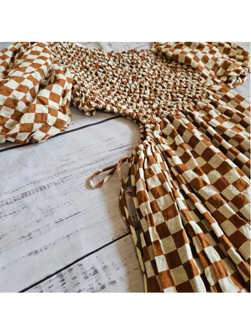 Sofie The Label Brown Cream Checkered Crunchy Cut Out Midi Dress Womens Small - Picture 2 of 6